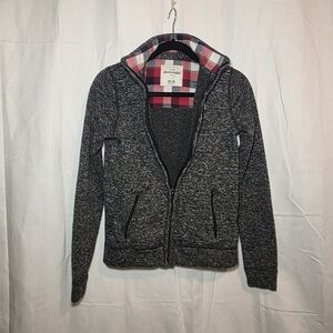 Abercrombie Kids Gray Hoodie with Plaid Lining